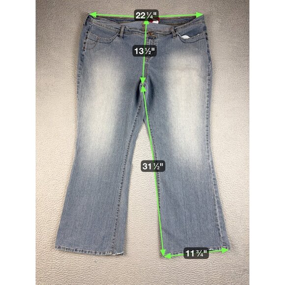 Womens Blue Jeans Plus Size 24 Curvy Faded Stretch BONGO Bootcut High Rise Denim - Picture 3 of 6